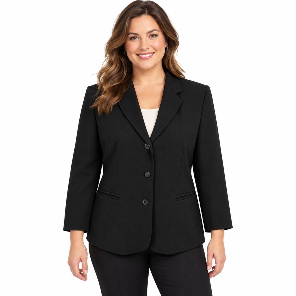 Talbots Stretch Blazer Jacket Size 12P Y2K Career Preppy Black